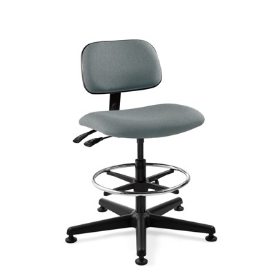 Bevco 4301-GY - Westmound 4000 Series Ergonomic Pneumatic Chair w/Articulating Tilt Seat & Back - Fabric - 19.5"-27" - Mushroom Glides - Gray