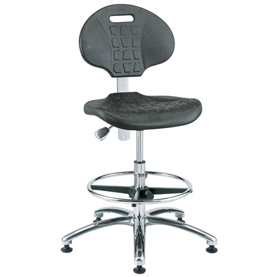 Bevco 7550-BK - Everlast 7000 Silver Series Ergonomic Chair - Polyurethane - 20.5"-30.5" - Mushroom Glides - Black