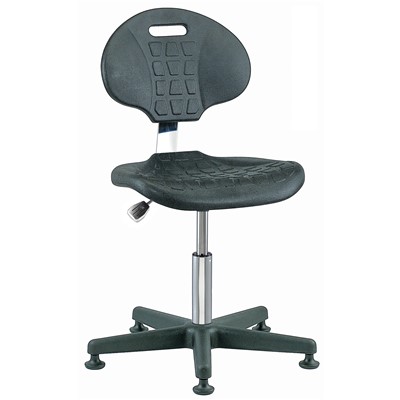 Bevco 7000C1-BK - Everlast-CR 7000CR Series Ergonomic Clean Room Chair - Polyurethane - 15"-20" - Mushroom Glides - Black