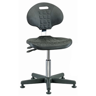 Bevco 7001C1-BK - Everlast-CR 7000CR Series Ergonomic Clean Room Chair w/Articulating Tilt Seat & Back - Polyurethane - 15"-20" - Mushroom Glides - Black