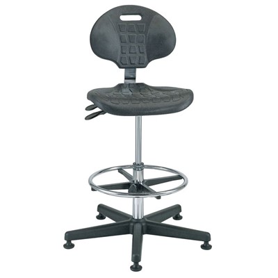 Bevco 7501C1-BK - Everlast-CR 7000CR Series Ergonomic Clean Room Chair w/Articulating Tilt Seat & Back - Polyurethane - 21"-31" - Mushroom Glides - Black