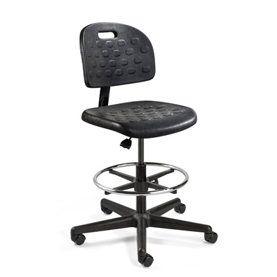 Bevco V7307HC-BK - BREVA Value-Line Poly V7 Series Ergonomic Pneumatic Chair - Polyurethane - 19"-26.75" - Hard Floor Casters - Black