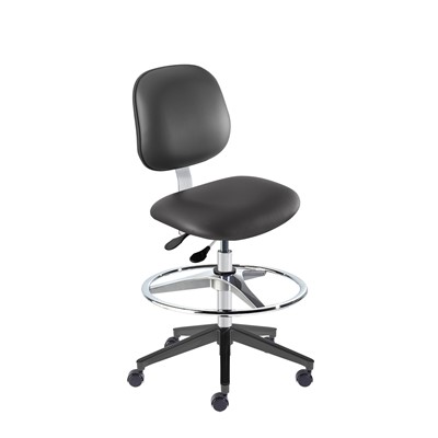 Biofit BER-H-RC-T-AFP-XA-C-P28540 - Belize Series Chair w/22"  adjustable Footring - 22" - 32" - Chrome Plated - Black Vinyl