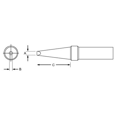 Weller PTBB7 - PT Series Single Flat Soldering Tip for TC201 Irons - 700° - 0.093" x 0.62"