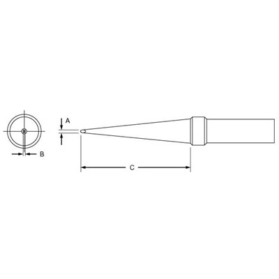 Weller PTJ8 - PT Series Long Screwdriver Soldering Tip for TC201 Irons - 800° - 0.015" x 1"
