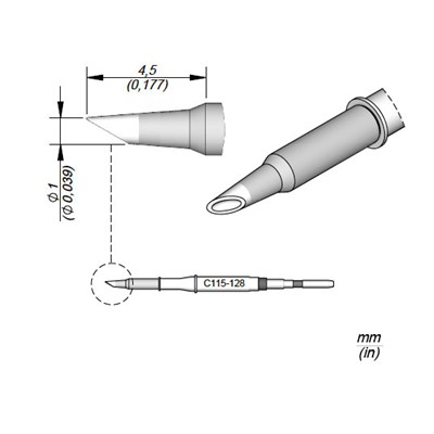 JBC Tools C115128 - C115 Series Soldering Cartridge - Spoon - 1 mm