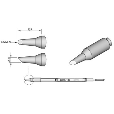 JBC Tools C245-102 - C245 Series Soldering Cartridge - Mini-Spoon - 2 mm x 9.5 mm