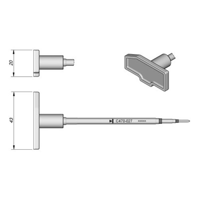 JBC Tools C470-027 - C470 Series Soldering Cartridge - Special - 43 mm x 20 mm