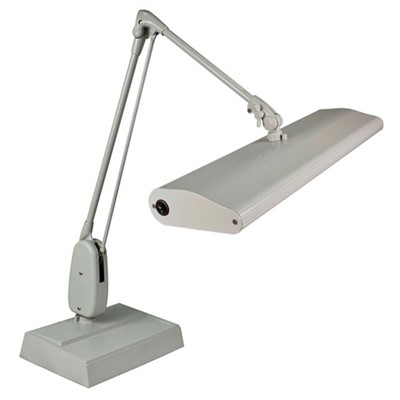 Dazor 2324C-WH-DL - Contemporary 2-Tube Fluorescent Lamp w/Desk Base & Classic Arm - 33" Reach - Daylight Bulb - White