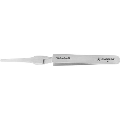 Excelta DN-2A-SA-SE - 1-Star Economy Flat Round Point Reverse Action Tweezers - Stainless Steel - 4.75"