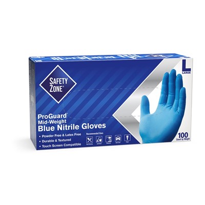 Safety Zone Gloves GNPR-XL-1M - Powder Free - Nitrile - Blue -6 mil - X-Large - 100/BX