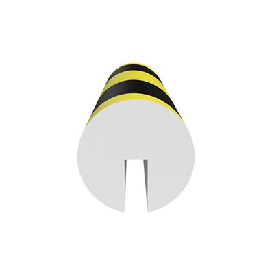 Ergomat HCIB120 - Half Circle I-Beam Protector - 48" Long - Black/Yellow Surface on White Expanded Foam Pad
