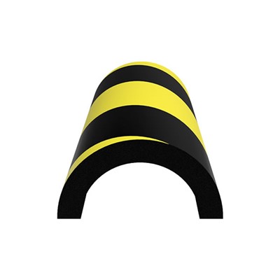 Ergomat HCPB100-BK - Half-Circle Pipe Bumper - 40" Long - Black/Yellow