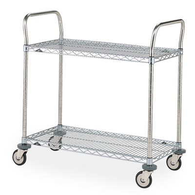 InterMetro Industries (Metro) MW602 - MW Series Standard-Duty Utility Cart - 2 Stainless Steel Wire Shelves & 2 Stainless Steel Handles - 18" x 24"
