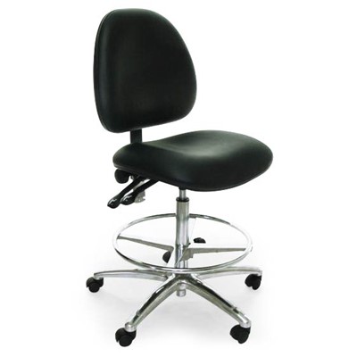 Industrial Seating AE10-ST-VCR-251 - 10 Series Bench-Height Clean Room Chair - Vinyl - Black