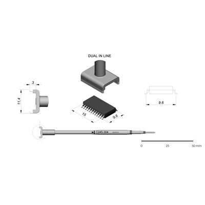 JBC Tools C245-304 - C245 Series Cartridge - DIL/SO - 9.6 mm x 15.0 mm