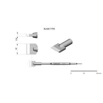 JBC Tools C245-914 - C245 Series Cartridge - Spade - Extended Life - 10 mm
