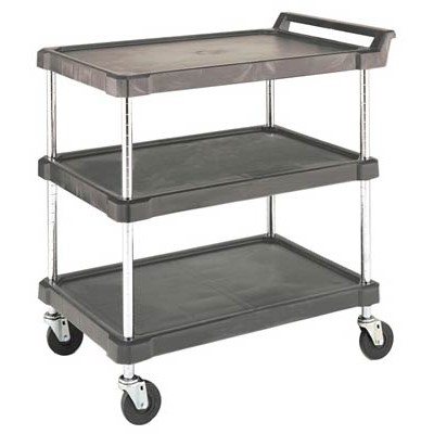 Olympic Storage Co. J16UC3 - Utility Cart w/3 Gray Polyethylene Shelves & Casters - 28" x 18"
