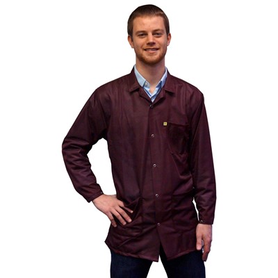 Transforming Technologies JKC 9025SPMR - 9010 Series ESD Lab Jacket - Collared - Snap Cuff - Maroon - X-Large