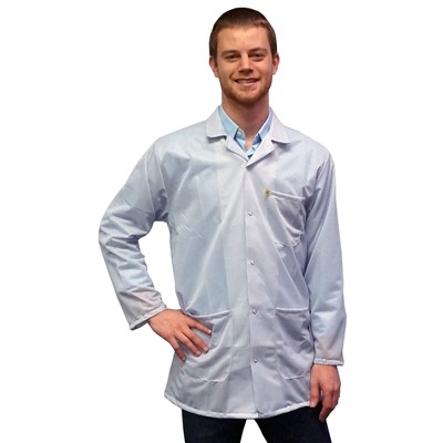 Transforming Technologies JKC 9024SPWH - 9010 Series ESD Lab Jacket - Collared - Snap Cuff - White - Large