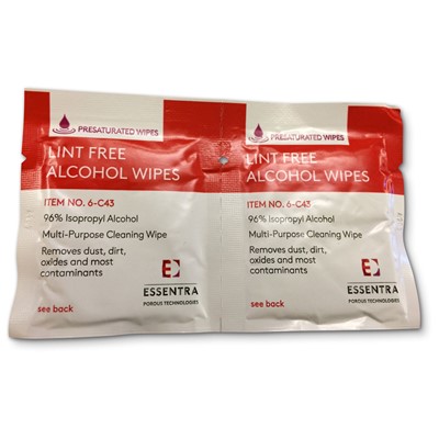 FG Clean Wipes (Formerly Essentra Porous Technologies) 6-C43 - LYMSAT® Wipe - 100% Polyester/96% IPA/4% DI - 4" x 3" - 60 Wipes/Box