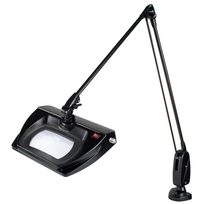 Dazor L1508-5-BK - Stretchview Series LED Magnifier - 5-Diopter - 43" Reach - Classic Arm - Clamp Base - Daylight Light Color - Black