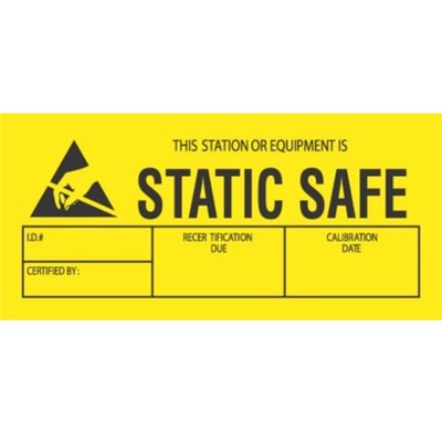 Transforming Technologies LB9070 - Static Warning Labels - "This Station Or Equipment Is Static Safe" - 1.75" x 3"