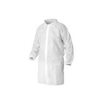 Keystone Safety LC0-WE-NW-LG - Polypropylene Lab Coat - Snap Front - Elastic Wrists - Cleanroom Class 7 - Large - White - 30/Case