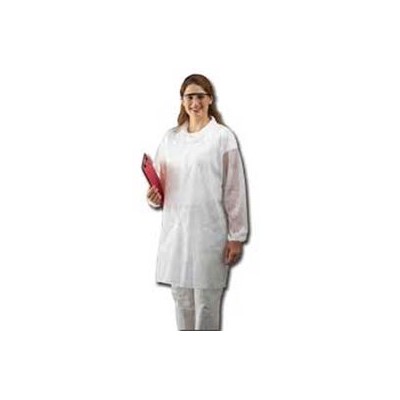 Keystone Safety LC0-WO-NW-SM - Polypropylene Lab Coat - Snap Front - Open Wrists - Cleanroom Class 6 - Small - White - 30/Case