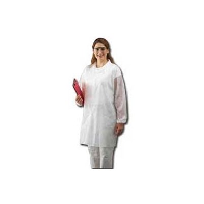 Keystone Safety LC0-WO-NW-XL - Polypropylene Lab Coat - Snap Front - Open Wrists - Cleanroom Class 6 - X-Large - White - 30/Case