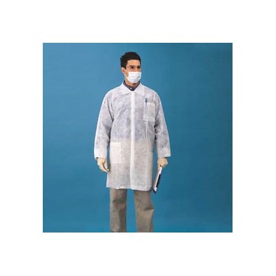 Keystone Safety LC3-WO-NW-4XL - Polypropylene Lab Coat - Snap Front - Open Wrists - Cleanroom Class 7 - 4X-Large - White - 30/Case