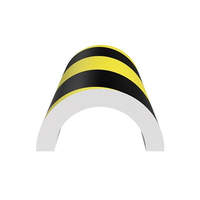 Ergomat LHCPB120 - Large Half-Circle Pipe Bumper - 48" Long - Black/Yellow Surface on White Expanded Foam Pad