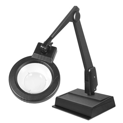 Dazor LMC100-11-BK - Circline Series LED Magnifier - 11-Diopter - 28" Reach - Contemporary Arm - Desk Base - White Light Color - Black