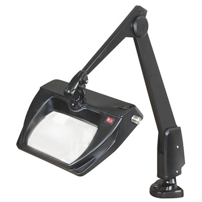 Dazor LMR150-BK - Stretchview Series LED Magnifier - 3-Diopter - 28" Reach - Contemporary Arm - Clamp Base - Daylight Light Color - Black