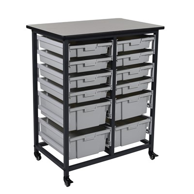 Luxor MBS-DR-8S4L - Mobile Bin Storage Unit w/Large & Small Bins - Double Row - 30.75" x 20" x 0.75"
