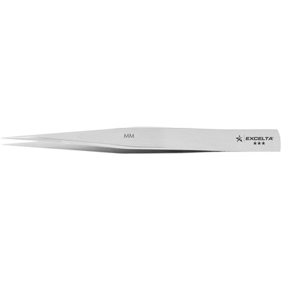 Excelta MM - 3-Star Nickel Plated Straight Sturdy Point Electronic Tweezers - Carbon Steel - 5"