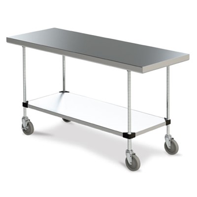 InterMetro Industries (Metro) MWTS2448FS - Mobile Space Saver Worktable - Solid Stainless Steel Bottom - 24" x 48"