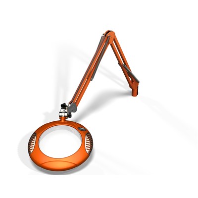 O.C. White 62400-4 - Green-Lite® LED Big Eye Magnifier - ESD-Safe Illuminated Magnifier - 7.5" Round - 4 Diopter - Clamp Base - Brilliant Orange