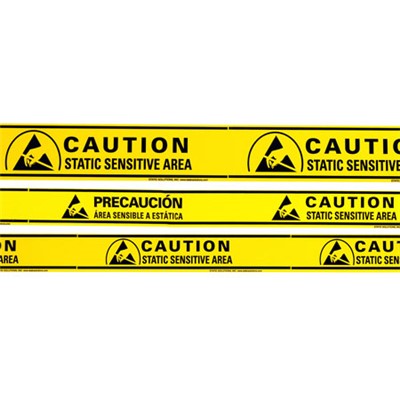 Static Solutions AT-4054 - Ohm-Shield™ "Static Sensitive Area" Aisle Warning Tape - 3" x 36 yards