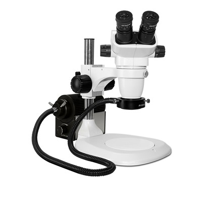 Scienscope SZ-PK1-AN - SSZ-II Series Stereo Zoom Binocular Microscope on Post Stand w/Fiber Optic Annular Ring Light