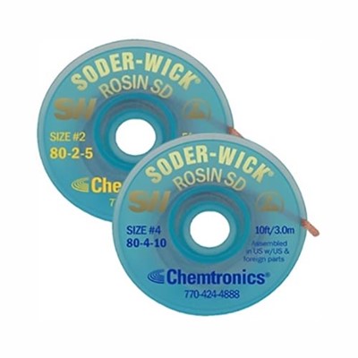 Chemtronics 80-1-10 - Soder-Wick Desoldering Braid w/SD Bobbin - 10' - #1 White 0.030"/0.8 mm - 25 bobbins in Performance Pak