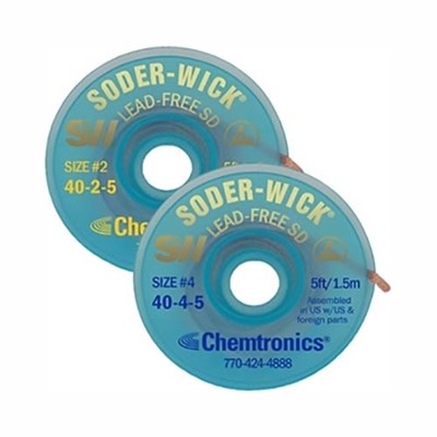 Chemtronics 40-3-5 - Soder-Wick Lead-Free Braid SD w/SD Bobbin - 5' - #3 Green 0.080"/2.0mm-green - 25 bobbins in Performance Pak