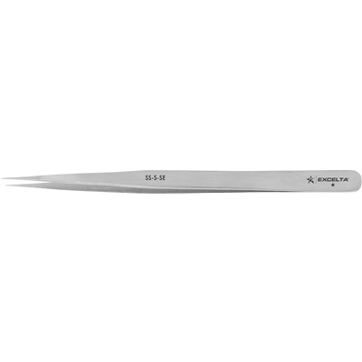 Excelta SS-S-SE - 1-Star Economy Long Straight Fine Tip Tweezers - Stainless Steel - 5.5"
