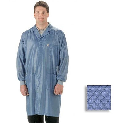 Tech Wear ESD-Safe Lab Coat - Sterling-Style w/Lapel Collar & Raglan Sleeves - ESD Cuffs - OFX-100 - Knee Length - Blue