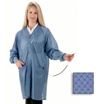 Tech Wear ESD-Safe Lab Coat - Hallmark-Style w/V-Neck & Raglan Sleeves - ESD Cuffs - OFX-100 - Knee Length - Blue