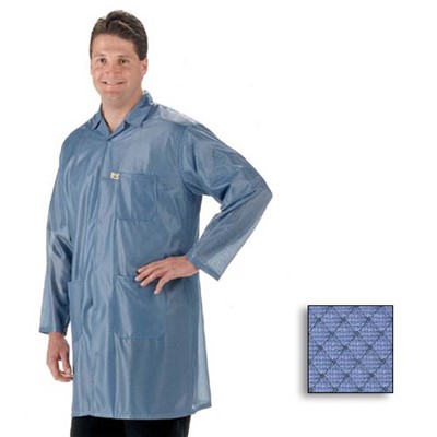 Tech Wear ESD-Safe Lab Coat - Lapel Collar - Key Option - OFX-100 - Knee Length - Blue