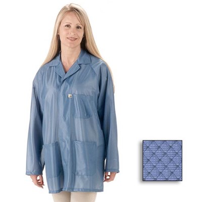 Tech Wear LOJ-23-M - ESD-Safe Lab Jacket - Lapel Collar - OFX-100 - Hip Length - Medium - Blue