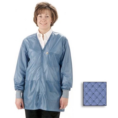 Tech Wear ESD-Safe Lab Jacket - V-Neck - ESD Cuffs - OFX-100 - Hip Length - Blue