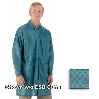 Tech Wear ESD-Safe Lab Jacket - Lapel Collar - ESD Cuffs - OFX-100 - Hip Length - Teal