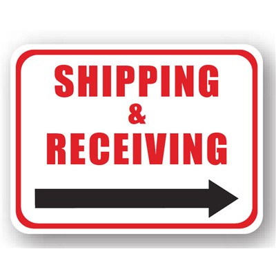 Ergomat - DuraStripe Rectangular Peel & Stick Floor Safety Sign - "Shipping & Receiving" - 12" x 9"
